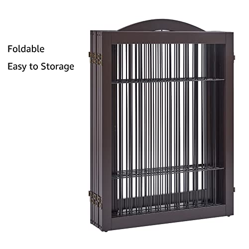 New unipaws Extra Wide Dog Gate and Pet Playpen | 144 in W × 31 in H, Espresso Wood