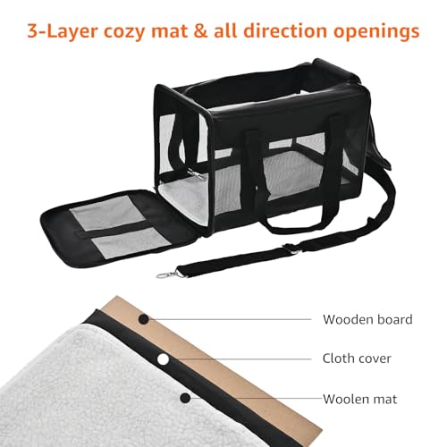 New Amazon Basics Soft-Sided Mesh Pet Travel Carrier | Black, 16.5″ L × 10.6″ W × 11″ H