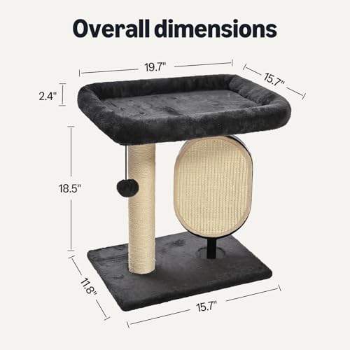 New Amazon Basics Single-Platform Cat Tree with Scratching Post & Pad | Gray, 15.7×11.8×18.5"