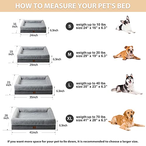 New BFPETHOME Orthopedic Dog Bed for Large Sized Dogs | Grey, L(35*23*6inch)