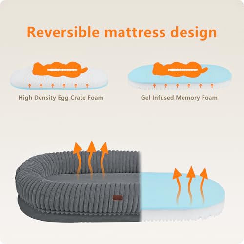 New DANFOOZIO Human Dog Bed for Adult | 71"x41.3"x11", Medium Gray