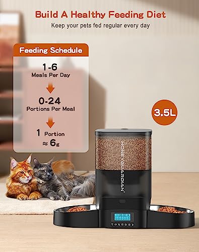 New HoneyGuaridan Automatic Cat Feeder for Two Cats | Black