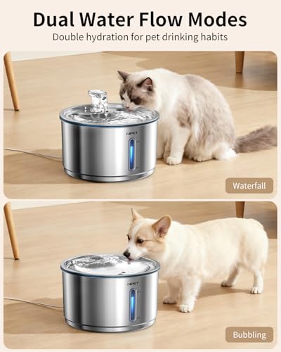 New NPET Stainless Steel Cat Water Fountain WF210Plus | 1 gallon/135oz, Stainless steel