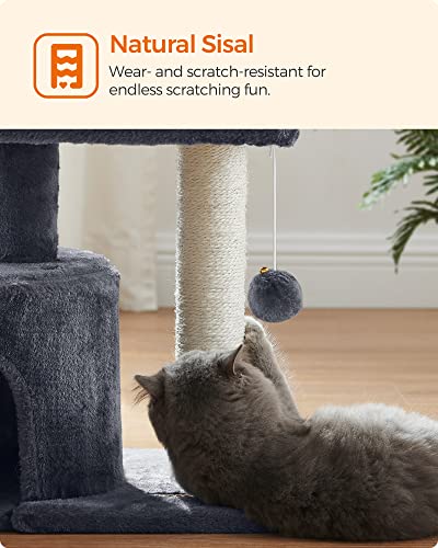 New Feandrea Cat Tree Tower with Sisal Post & Padded Perch | Smoky Gray