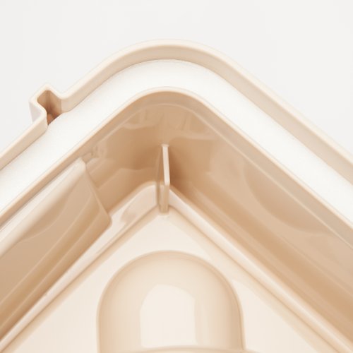 New IRIS Elevated Feeder with Airtight Storage | Almond/Clear, 19.57"L x 10.31"W x 8.97"H