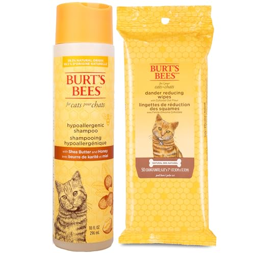 New Burt's Bees Hypoallergenic Cat Shampoo and Dander Reducing Grooming Wipes