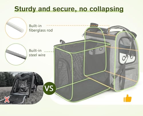 New Pecute Pet Carrier Backpack, Expandable Mesh | Grey