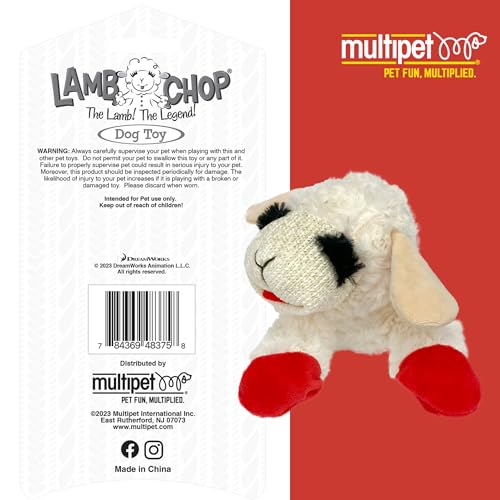 New Multipet Lamb Chop Plush Squeaky Toy | White, 10"
