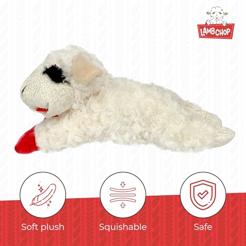 New Multipet Lamb Chop Plush Squeaky Toy | White, 10"