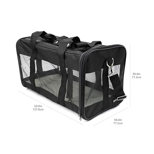New Amazon Basics Soft-Sided Mesh Pet Travel Carrier | Black, 19.7″ L × 12″ W × 12″ H