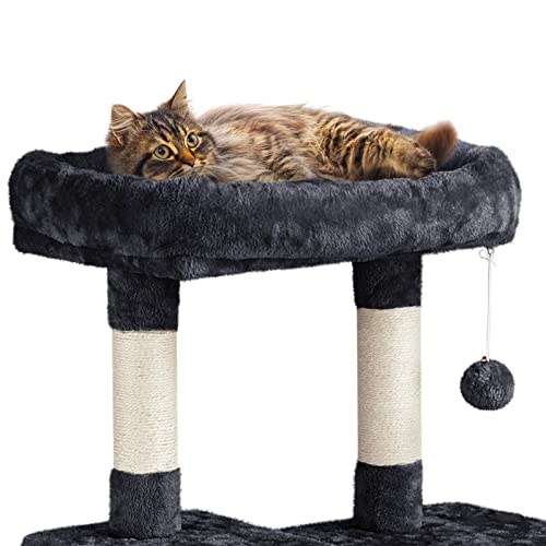 New Yaheetech Multi-Level Pet Furniture with Sisal Posts & Condo | Black, 63"