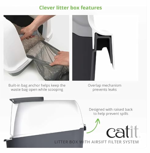 New Catit Airsift Jumbo Hooded Litter Pan | Warm Gray/White, Jumbo