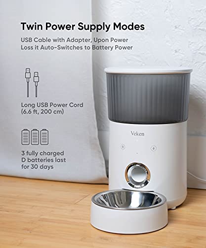 New Veken Automatic Cat Feeder (Wi-Fi) | White, 4L