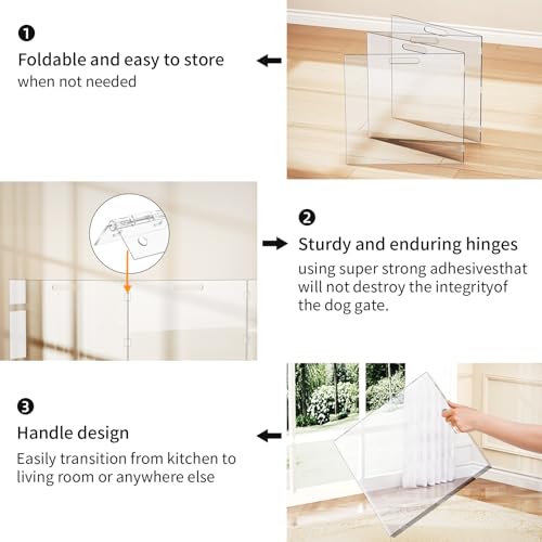 New Acrylic Pet Freestanding Gate for Doorways | Medium (4 Panels), Clear