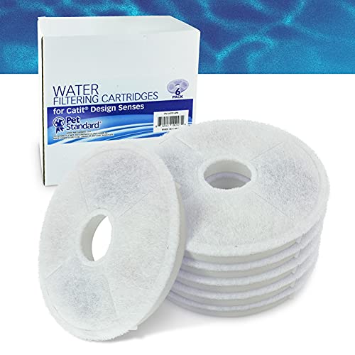 New PetStandard Filters for Catit Design Senses Fountains and Catit Flower Fountains | pack of 6, White