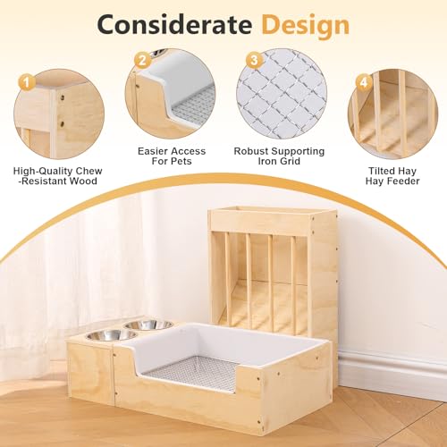 New Essenhome Extra-Large 3 in 1 Rabbit Litter Box | Wood