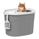 New IRIS USA Top Entry Cat Litter Box | Gray/White, Large