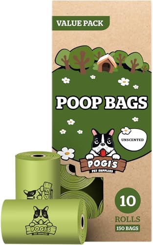 New Pogi’s Dog Poop Bags | Unscented, 10 Rolls (150 Count)