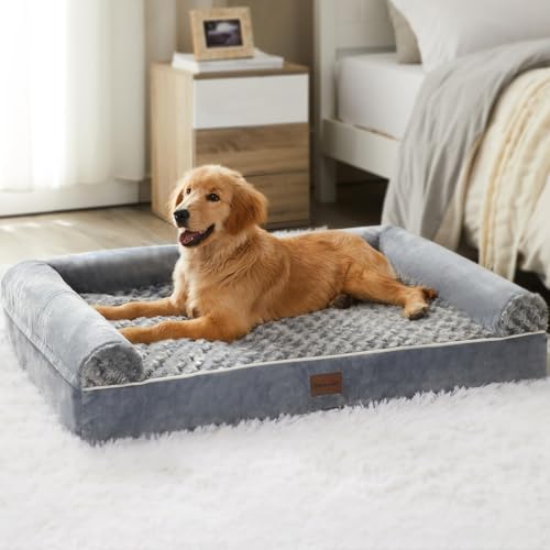 New BFPETHOME Dog Beds for Large Dogs | Grey, 28"L x 23"W x 6.5"Th