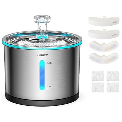 New NPET WF210 Cat Water Fountain Stainless Steel | 50oz/1.5L, Stainless steel