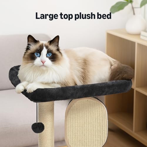 New Amazon Basics Single-Platform Cat Tree with Scratching Post & Pad | Gray, 15.7×11.8×18.5"