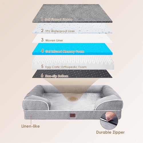 New EHEYCIGA Orthopedic Dog Bed | Large - Grey