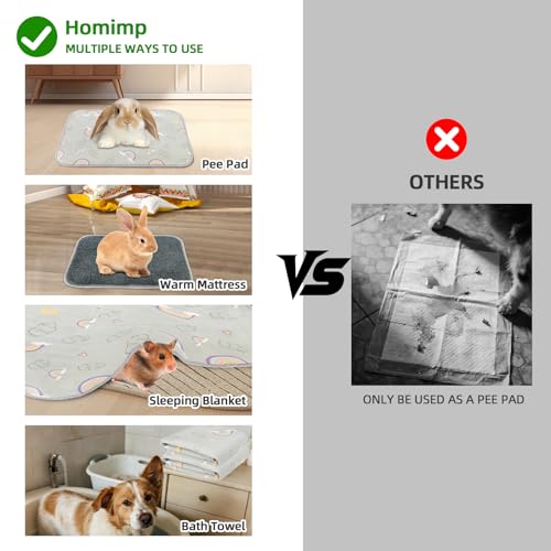 New Homimp Guinea Pig Cage Liners Washable Small Animal Bedding | Grey, 2 pack 24" x 47"