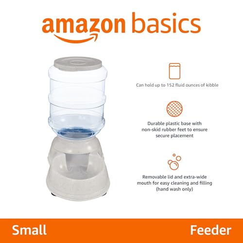New Amazon Basics Gravity Pet Food Feeder | Gray, Small (6 lb)