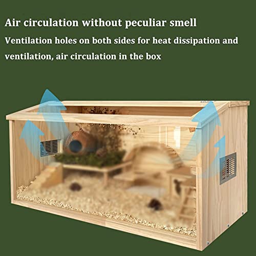 New Erbaofd Wooden Hamster Cage with Acrylic Windows & Accessories | 50×30×30 cm