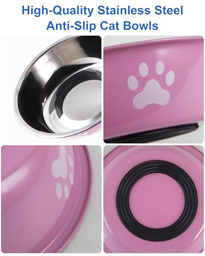 New 6 PCS Stainless Steel Cat Bowls Whisker Friendly | 6 pcs, 5.5 inch, Green