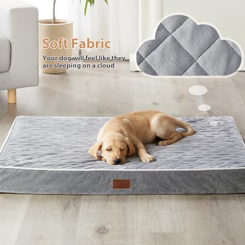 New WNPETHOME Orthopedic Large Sized Dog Bed | Light Grey, 47"L x 29"W x 3.5"Th