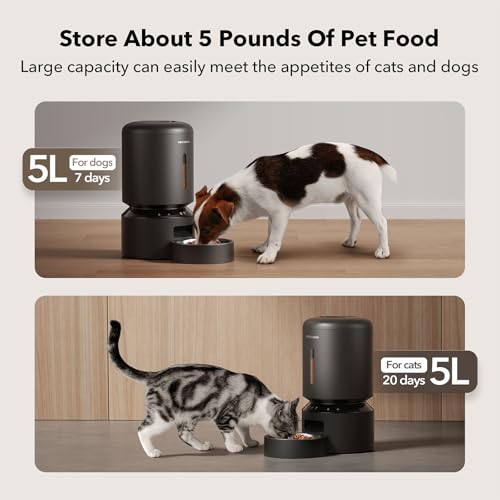 New PETLIBRO Automatic Cat Feeder (WiFi, Low Food Sensor) | Granary Black, 5L