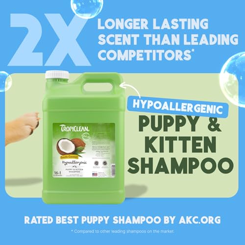 New TropiClean Gentle Puppy Shampoo | Gentle Coconut, 2.5 Gallon