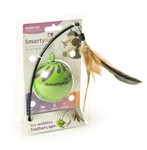 New SmartyKat Feather Whirl Electronic Motion Wand | Green & One Size