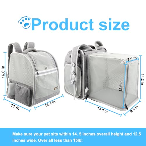 New Texsens Expandable Pet Backpack Carrier | Grey