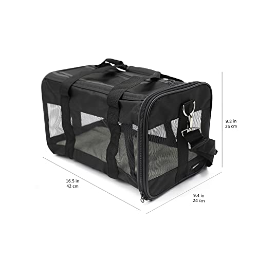 New Amazon Basics Soft-Sided Mesh Pet Travel Carrier | Black, 16.5″ L × 10.6″ W × 11″ H