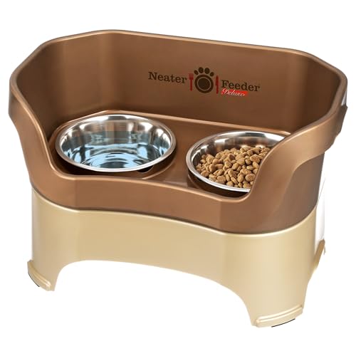 New Neater Pet Brands Neater Feeder Deluxe (Mess Proof Elevated Bowls) | Bronze, Large (40+ lb)