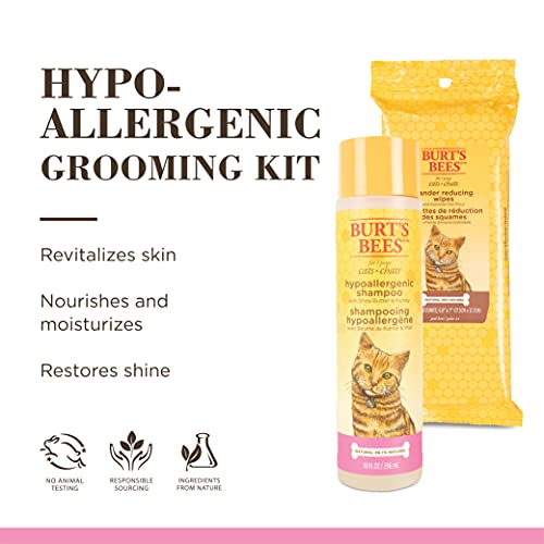 New Burt's Bees Hypoallergenic Cat Shampoo and Dander Reducing Grooming Wipes