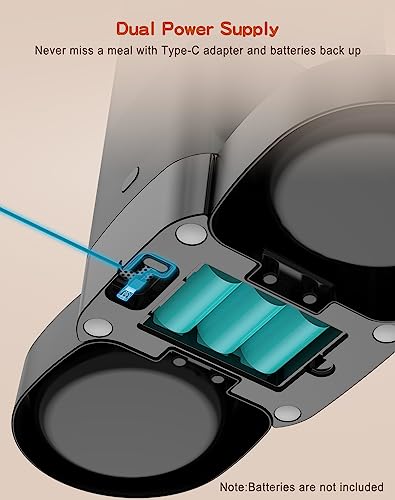 New HoneyGuaridan Automatic Cat Feeder for Two Cats | Black