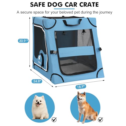 New SNAGLEPAW Portable Dog Crate Metal Frame Pet Carrier for Car Travel | M - Blue