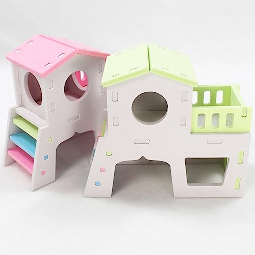 New Hamster House Double-Layer Hideout Castle with Climb Toys | Color 1 (Pink)
