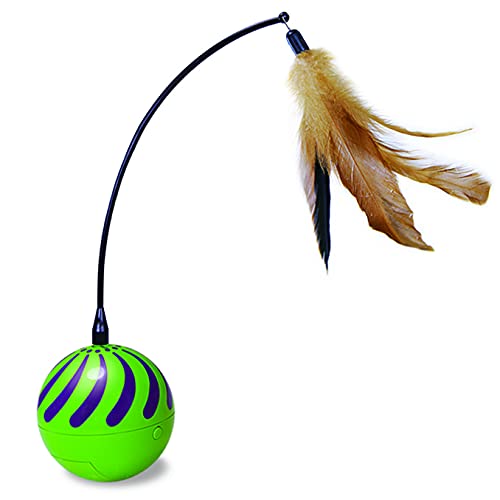 New SmartyKat Feather Whirl Electronic Motion Wand | Green & One Size