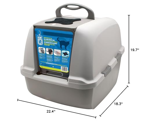 New Catit Airsift Jumbo Hooded Litter Pan | Warm Gray/White, Jumbo