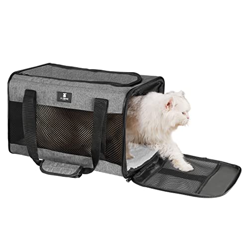 New XZONE PET Cat & Dog Travel Bag | Grey, 17″ × 11″ × 11″, Up to 15 lbs