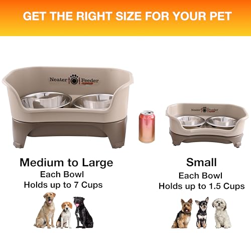 New Neater Feeder Express Mess Proof Elevated Dog Bowls | Cappuccino, Small (<15 lb)