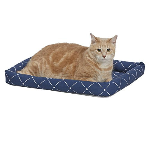 New MidWest Homes for Pets 40222-BLD Quiet Time Couture Ashton Bolster Pet Bed | Small Dog/22, Blue