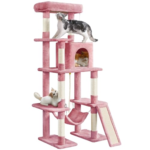 New Yaheetech Multi-Level Kitten Tree with Sisal Posts & Condo | Pink, 63"