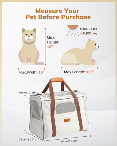 New Morpilot Soft Sided Cat & Dog Carrier | Beige, Up to 18 lbs