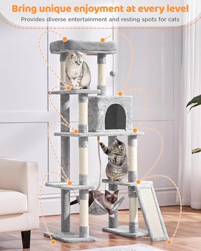 New Yaheetech Multi-Level Cat Tree with Perch Hammock & Condo | 63"