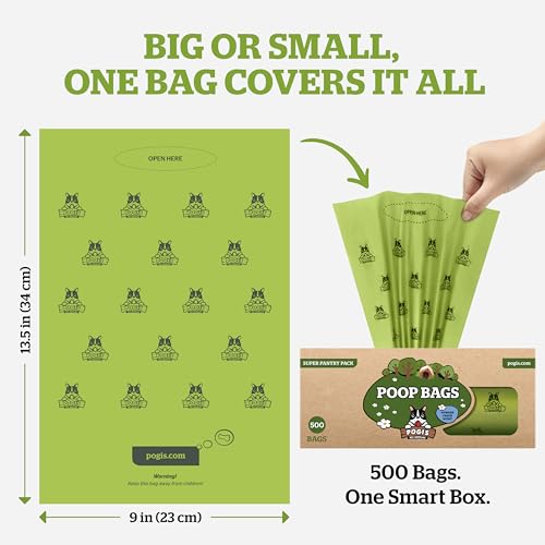 New Pogi’s Large Poop Bags | Fresh Scent, Single Roll (500 Count)
